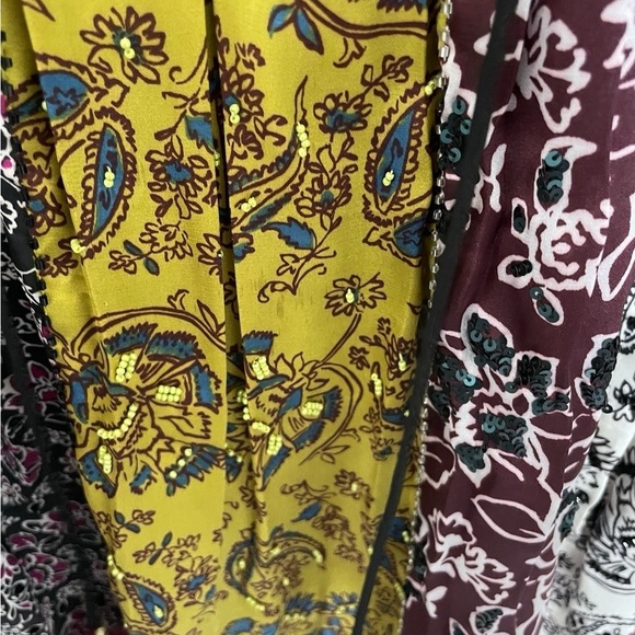 Daniel Rainn Boho Tassel Patchwork Blouse XS Beaded - Picture 2 of 7